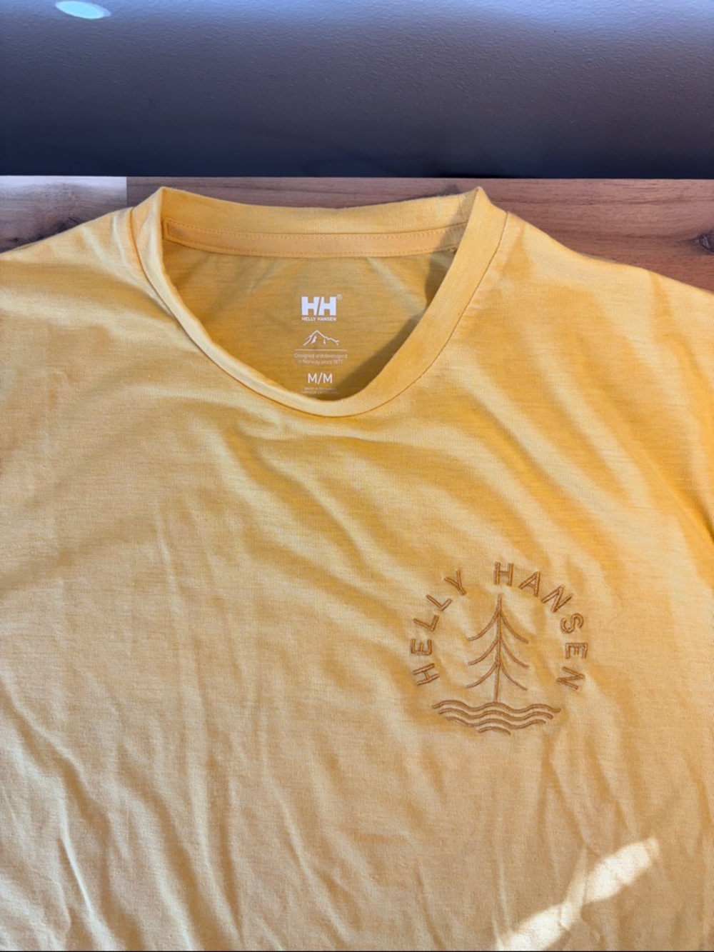 Helly Hansen Men's Yellow Embroidered Logo Short-Sleeve Tee